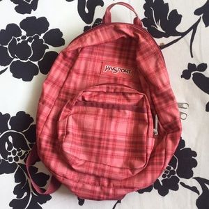 Jan-sport Pink Mini Plaid Backpack